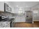 White shaker cabinets, granite counters, and stainless steel appliances at 3608 N Grape St, Denver, CO 80207