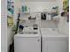 Efficient laundry room with modern washer and dryer, maximizing space and convenience at 8415 Pebble Creek Way # 102, Highlands Ranch, CO 80126