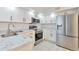 Bright kitchen featuring modern stainless steel appliances and white cabinetry at 862 N Uvalda St, Aurora, CO 80011