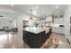 Modern kitchen boasts stainless steel appliances, custom cabinetry, and an expansive island at 493 Pine Flower Ct, Highlands Ranch, CO 80126