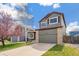 Charming two-story home with a well-maintained lawn, attached garage, and beautiful curb appeal on a sunny day at 5207 S Jericho Way, Centennial, CO 80015