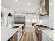 Modern kitchen featuring stainless steel appliances, white cabinets, and a center island with quartz countertop at 3187 S Quaker St, Morrison, CO 80465