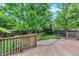 Inviting backyard features wooden deck, green lawn, and mature trees at 10249 Trailriders Dr, Littleton, CO 80125