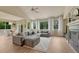 Spacious living room with vaulted ceilings, large windows, and a cozy fireplace at 15886 E Stargazer Ln, Parker, CO 80134