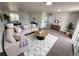 Spacious living room with a comfortable sofa, stylish rug, and modern decor at 9036 Mandel St, Denver, CO 80260