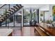 View of open stairs to backyard terrace at 2539 E 5Th Ave, Denver, CO 80206