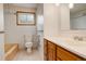 Full bathroom with accessible grab bars, vanity, and shower-tub combo at 2885 S Gilpin St, Denver, CO 80210