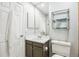 Clean bathroom features a modern vanity, updated fixtures, and a large mirror at 14121 E Baltic Pl, Aurora, CO 80014
