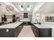 Modern kitchen features skylights, statement pendant lighting, black and grey cabinetry, and an oversized island at 5401 E Dakota Ave # 22, Denver, CO 80246