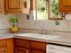 Kitchen sink with tiled backsplash and plenty of counter space and natural light at 10858 Norton Ave, Conifer, CO 80433