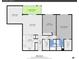 Detailed floorplan showing layout with living room, bedroom, and screened balcony at 3022 S Wheeling Way # 205, Aurora, CO 80014