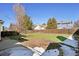 Fenced backyard showcasing the artificial turf and an additional gardening area at 176 S Pembrook St, Castle Rock, CO 80104