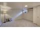 Finished basement with carpet and a decorative lamp at 782 Holly St, Denver, CO 80220