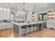 Gourmet kitchen with a large island, white cabinetry, and high-end stainless steel appliances at 15191 Dinosaur Ridge Rd, Morrison, CO 80465