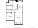 Detailed floor plan showcasing the layout of the home's lower level, including bedroom, Gathering room and utility spaces at 4069 S Abilene Cir # E, Aurora, CO 80014
