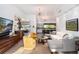 Open concept living area with bar, kitchen, and multiple seating options at 3925 S Cherry St, Englewood, CO 80113