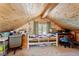 Unique attic bedroom with wood paneled walls and ceiling, a cozy bed, and vintage décor at 14800 Gold Hill Rd, Boulder, CO 80302