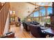 Open living room with wood walls, hardwood floor, and cathedral windows with a view at 14800 Gold Hill Rd, Boulder, CO 80302