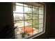Gridded window view of landscaped yard with mulch and neighborhood homes at 17722 E Ida Ave, Centennial, CO 80015