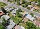 Aerial view highlights property's location near intersection, showcasing the landscaped yard and convenient access to amenities at 5920 Garrison St, Arvada, CO 80004