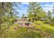 Inviting outdoor fire pit area surrounded by mature trees and comfortable seating, perfect for entertaining at 166 S Rainbow Trl, Evergreen, CO 80439