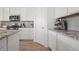 Bright, modern kitchen featuring white cabinets, stainless steel appliances, and granite countertops at 8372 Bijou Creek Ave, Littleton, CO 80125