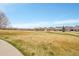 Expansive open field with single Gathering homes in the background in community at 10452 Rutledge St, Parker, CO 80134