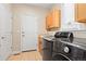 Laundry room with modern appliances, a sink, and ample storage, providing efficiency and convenience at 507 Ulster Way, Denver, CO 80230