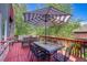 Relaxing deck with patio furniture, umbrella, and surrounding greenery at 3351 Oak St, Wheat Ridge, CO 80033