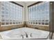 Soaking tub with glass block windows, offering privacy and natural light at 1022 Orion Way, Castle Rock, CO 80108
