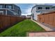 Spacious backyard is surrounded by a wooden fence, perfect for outdoor living at 260 E 4Th St, Berthoud, CO 80513
