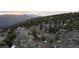 Picturesque aerial view of a cozy cabin nestled amongst trees on a mountain at 18645 Rocky Top Trl, Littleton, CO 80127