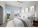 Bright bedroom with a ceiling fan, two windows with city views and decoratively designed with neutral tones at 2741 W 28Th Ave # 2, Denver, CO 80211