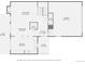 Floor plan featuring the living room, kitchen, foyer, dining area, garage, and bathrooms at 2446 S Vaughn Way # A, Aurora, CO 80014