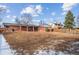 Spacious backyard view showcasing a well-maintained lawn and brick home with some snow remnants at 7310 S Sheridan Ct, Littleton, CO 80128