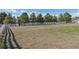 A fenced pasture is ready for livestock with room to roam near mature trees and residences at 15935 W 77Th Pl, Arvada, CO 80007