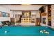 Entertainment room featuring a pool table, wet bar, fireplace, and cozy seating at 21609 Clarence Ln, Golden, CO 80401