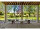 Enjoy the serene outdoor space on the back patio with a view of the landscaped yard and natural scenery at 9278 E Aspen Hill Pl, Lone Tree, CO 80124