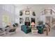 Elegant living room with a fireplace, built-in shelving, and plenty of natural light from large windows at 9278 E Aspen Hill Pl, Lone Tree, CO 80124