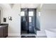 Spa-like bathroom with a large glass shower and soaking tub at 9356 Cherrywood Trl, Littleton, CO 80127