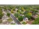 Neighborhood aerial view highlighting the tree coverage and proximity of homes on tree-lined streets at 1285 Aberdeen Dr, Broomfield, CO 80020