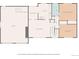 Main level floor plan with kitchen, living room, dining, garage, two bedrooms, bath, and foyer at 7503 Saulsbury St, Arvada, CO 80003