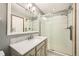 Bathroom with modern shower and updated vanity at 19375 Sherwood Trl, Monument, CO 80132