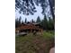 Beautiful log home with a large deck surrounded by lush greenery and tall trees at 8905 Carol Ln, Conifer, CO 80433
