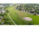 Aerial image highlighting the neighborhood's park with walking path, open green spaces, and access to outdoor recreation at 7912 Fenton St, Arvada, CO 80003