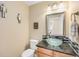 Powder bath features granite counters, a vessel sink and unique decorative accents at 2753 E 139Th Dr, Thornton, CO 80602