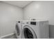 Convenient laundry room featuring modern washer and dryer units at 11147 W 17Th Ave # 103, Lakewood, CO 80215