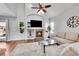 Cozy living room with a fireplace, vaulted ceilings, and comfortable seating at 11355 Haswell Dr, Parker, CO 80134