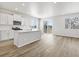 Open-concept kitchen featuring white cabinets, stainless appliances, and hardwood floors at 1975 S Coolidge Way, Aurora, CO 80018