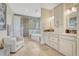 Serene bathroom with tile flooring, glass-enclosed shower, and built-in vanity at 7343 Upton Ct, Castle Rock, CO 80104